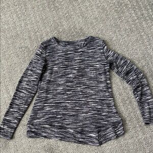 Elegant Stretch Black and Gray Long Sleeve Top